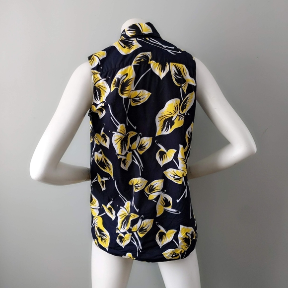 Marni Cruise 2016 Black & Yellow Floral Palm Print Sleeveless Shirt Blouse 40 - Picture 6 of 9